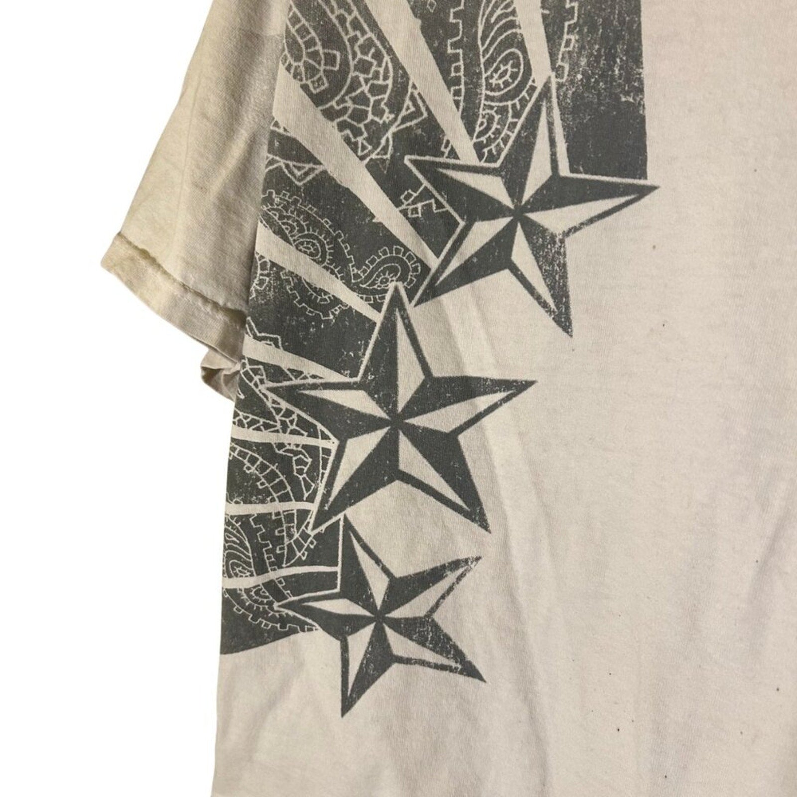 VTG Y2K Carbon Starburst Graphic Tee White Boxy Fit Streetwear XL Skater Grunge