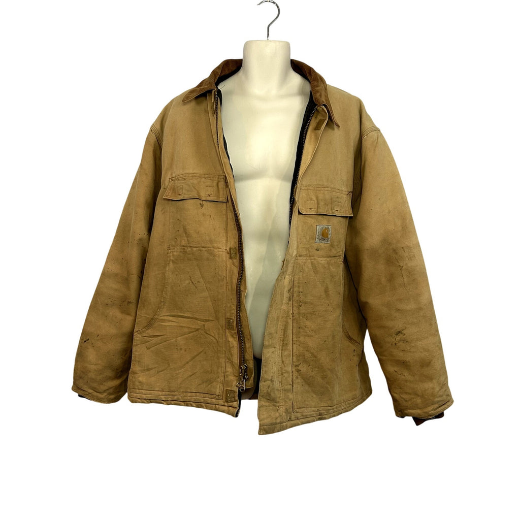 VTG 90s Carhartt J18 48R Tan Quilted Duck Detroit Work Barn Jacket Coat Gorpcore