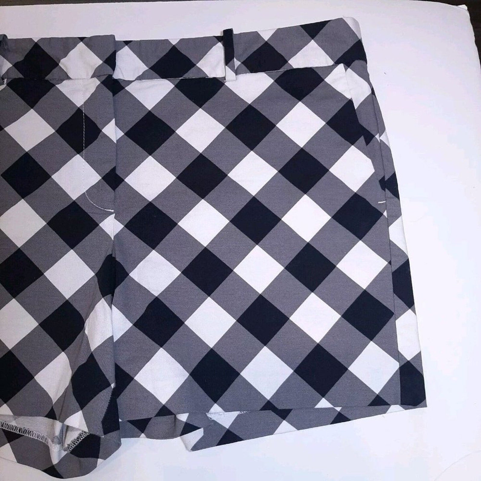 Ann Taylor Factory Black White Gingham Shorts Plus Size 16 Cotton Like New