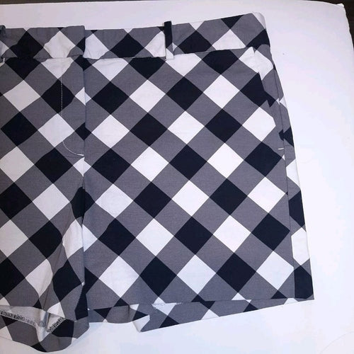 Ann Taylor Factory Black White Gingham Shorts Plus Size 16 Cotton Like New