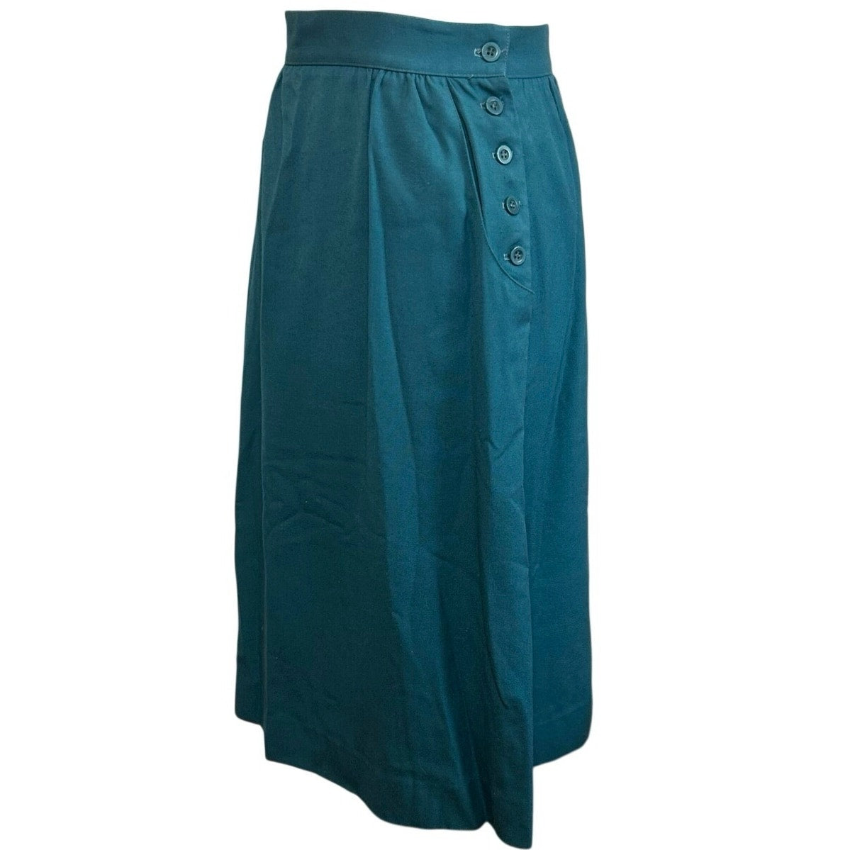 VTG 80s Pliers Green Small A-Line Midi Skirt Retro Cottagecore Dark Academia