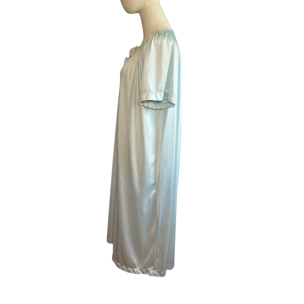 VTG 70s Carole Blue White Lace Nightgown Fairy Coquette Whimsigoth Loungewear M