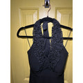 Blu Sage Black Halter Midi Dress 6 Lace Ruffle Cocktail Wedding Guest Party Boho
