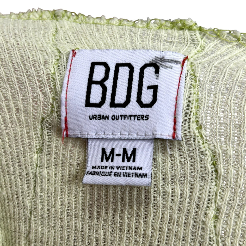 BDG M Green Top Surged Red Topstitch Y2K Casual Monochrome Grunge Streetwear