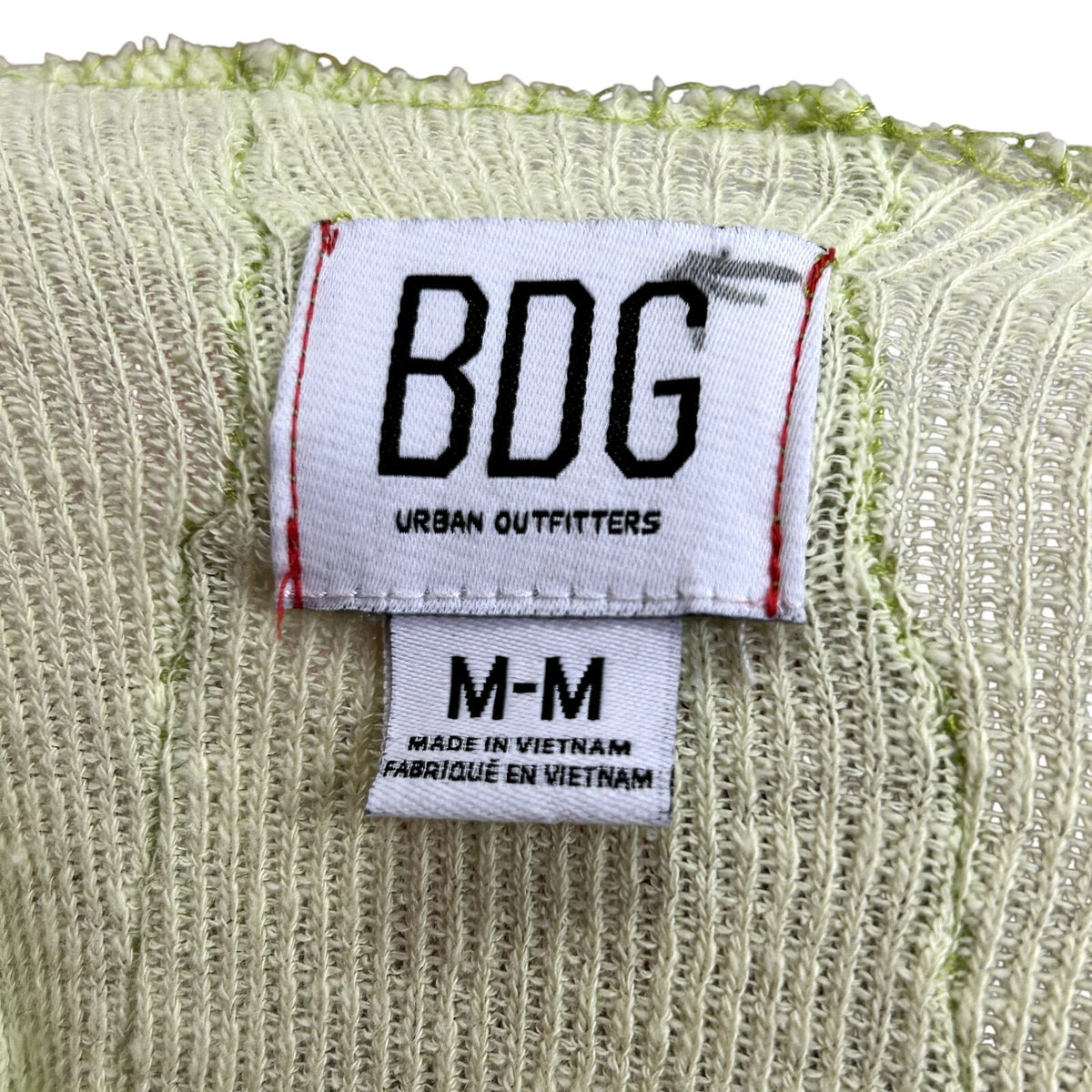 BDG M Green Top Surged Red Topstitch Y2K Casual Monochrome Grunge Streetwear