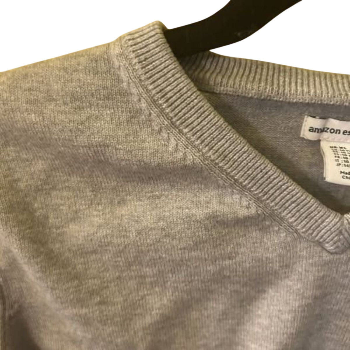 Amazon Essentials Boys 18 V-Neck Sweater Light Grey 100% Cotton Shrunken Boxy Fit