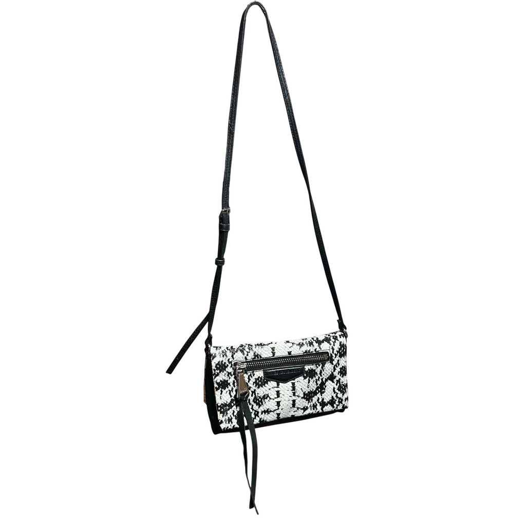 Aimee Kestenberg Bali Convertible Leather Crossbody Bag Snake Print Black White