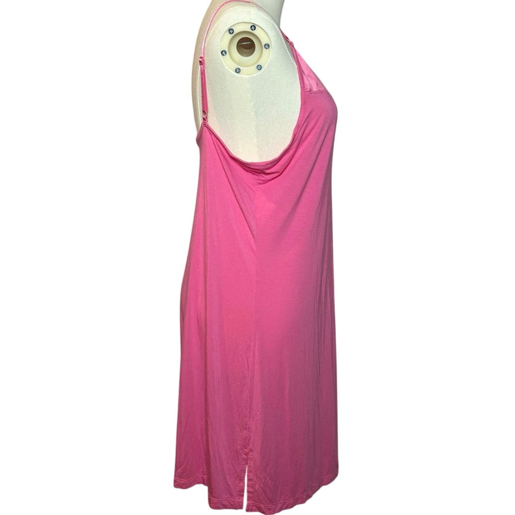 Soft Pink Bamboo Viscose Cami Nightgown Satin Trim Sleepwear Chemise Small