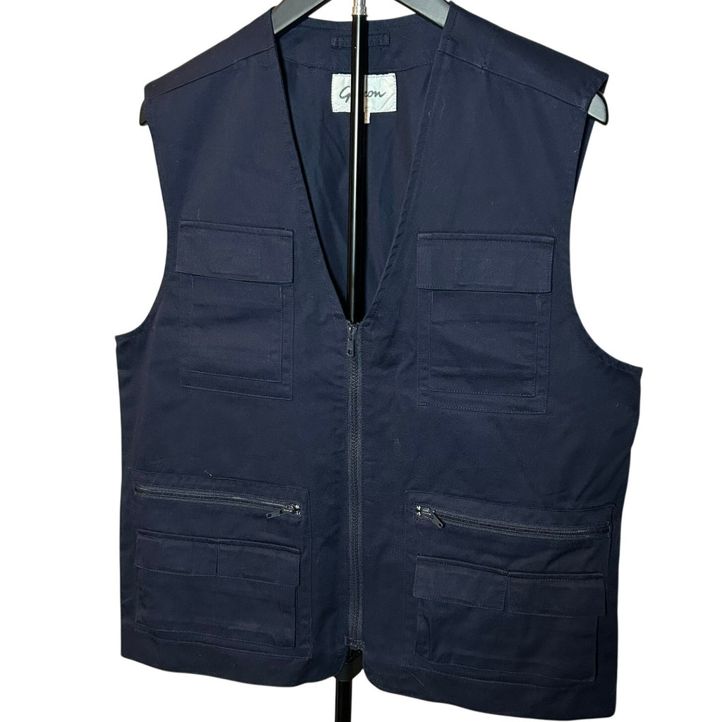 VTG Gerzon Navy Cotton Multi Pocket Technical Utility Gorpcore Vest Small M
