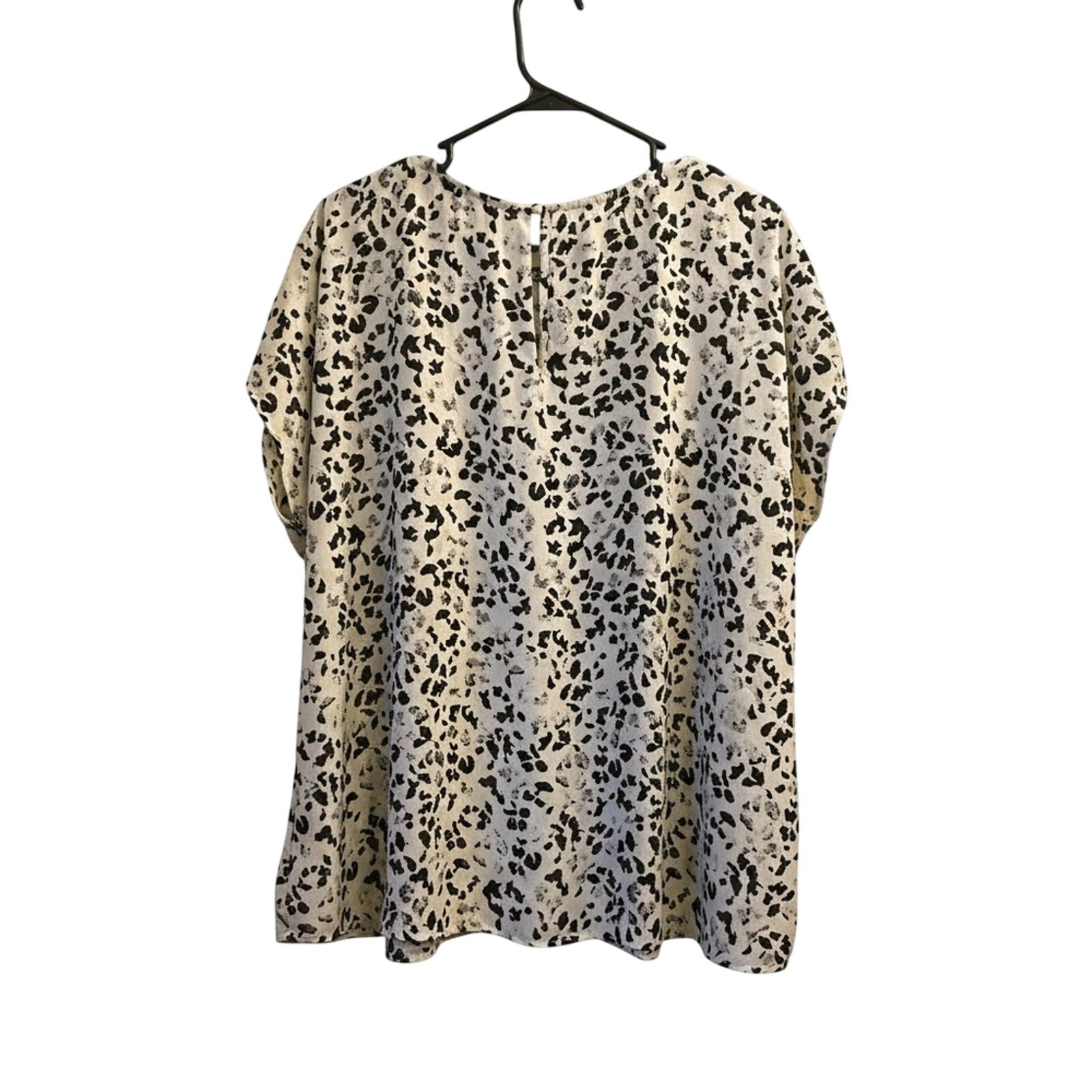 Halogen Cap Sleeve Blouse 1X Plus Size Animal Print Black White Nordstrom Top