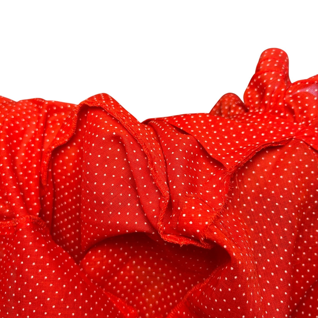 VTG 70s NaMa of California Red M Ruffle Polka Dot Blouse Coquette Whimsigoth