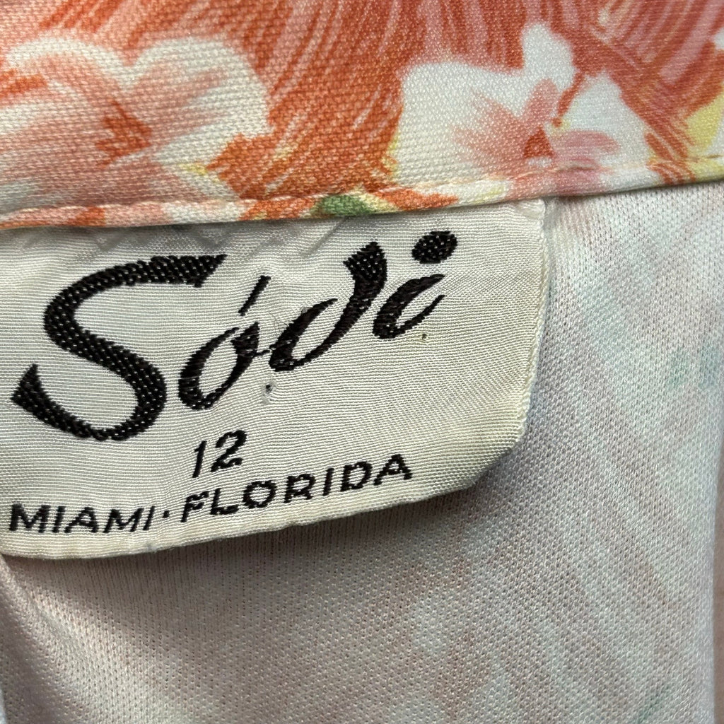 VTG 70s Sodi S Peach Floral Miami Florida Top Boho Retro Casual Indie Cottage