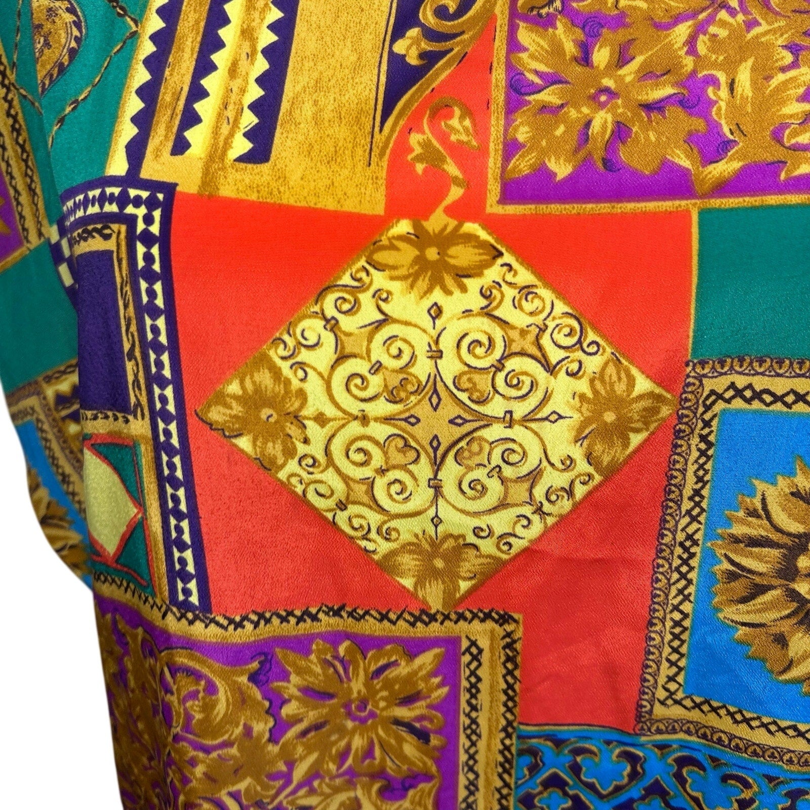 VTG 80s Multicolor Geometric L Short Sleeve Top Office Siren Maximalist Retro