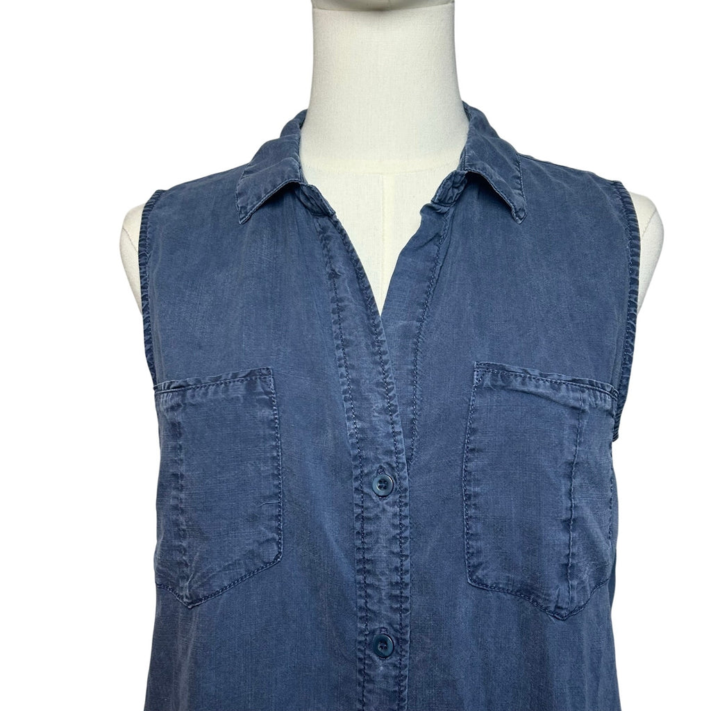 Velvet Heart Tencel Button-Front Utility Shirt Dress Small Casual Boho Preppy