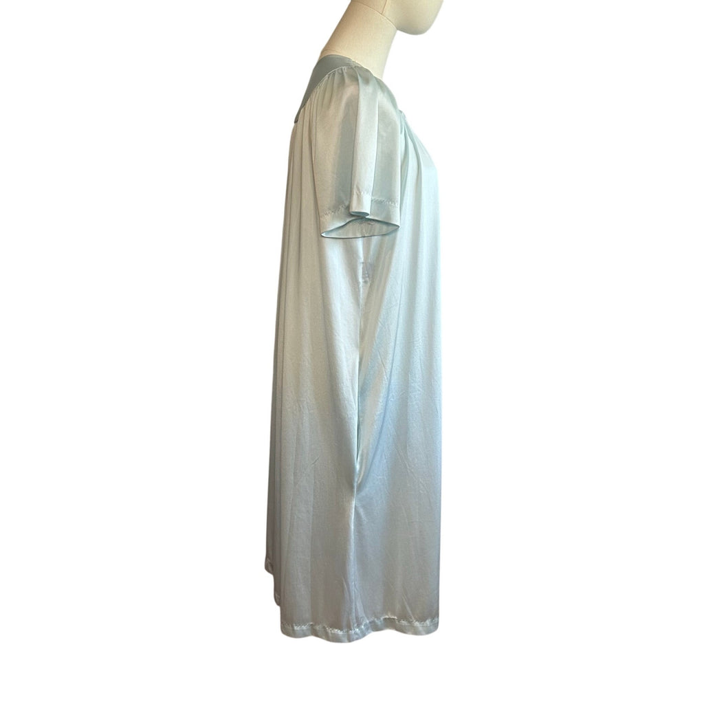 VTG 70s Carole Blue White Lace Nightgown Fairy Coquette Whimsigoth Loungewear M