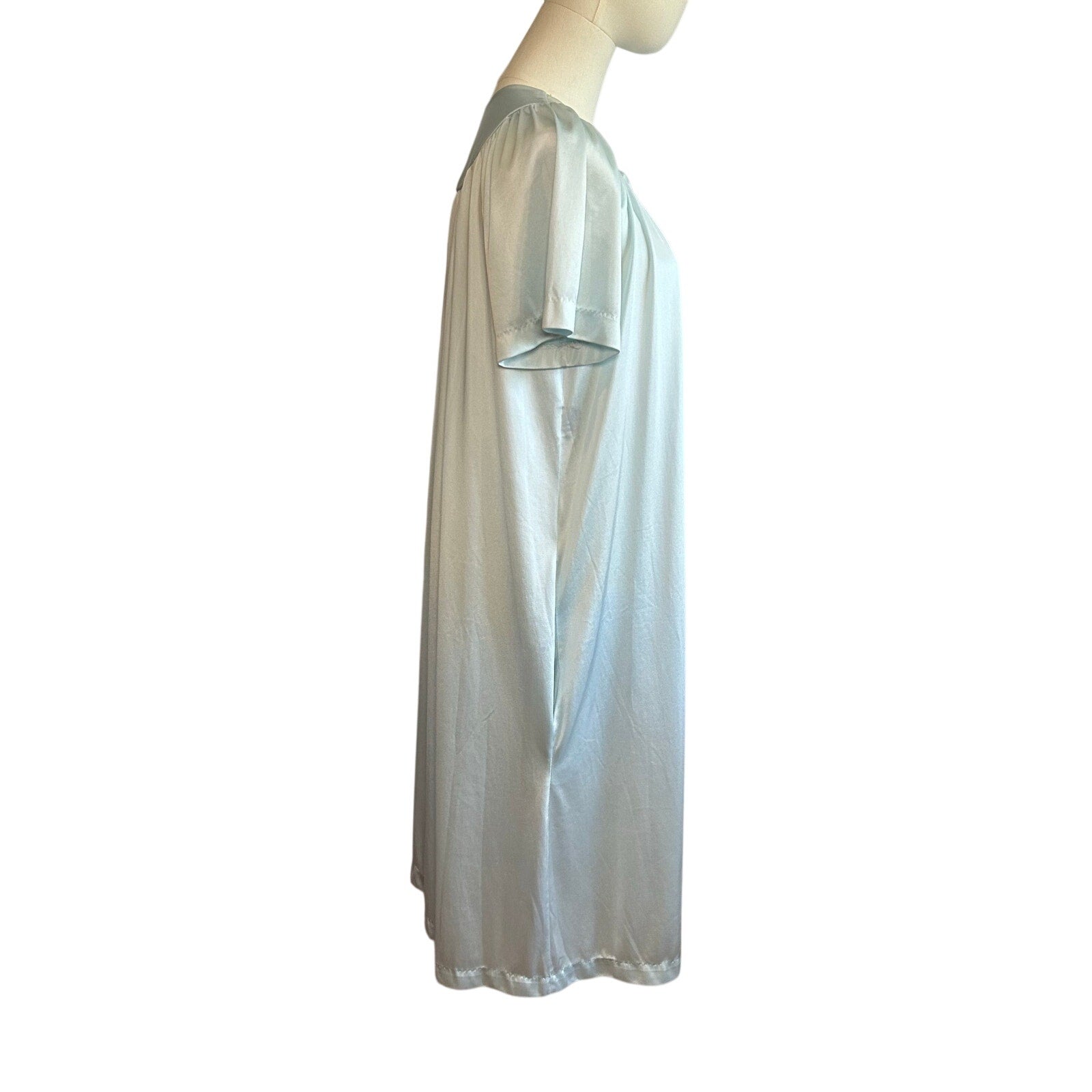 VTG 70s Carole Blue White Lace Nightgown Fairy Coquette Whimsigoth Loungewear M