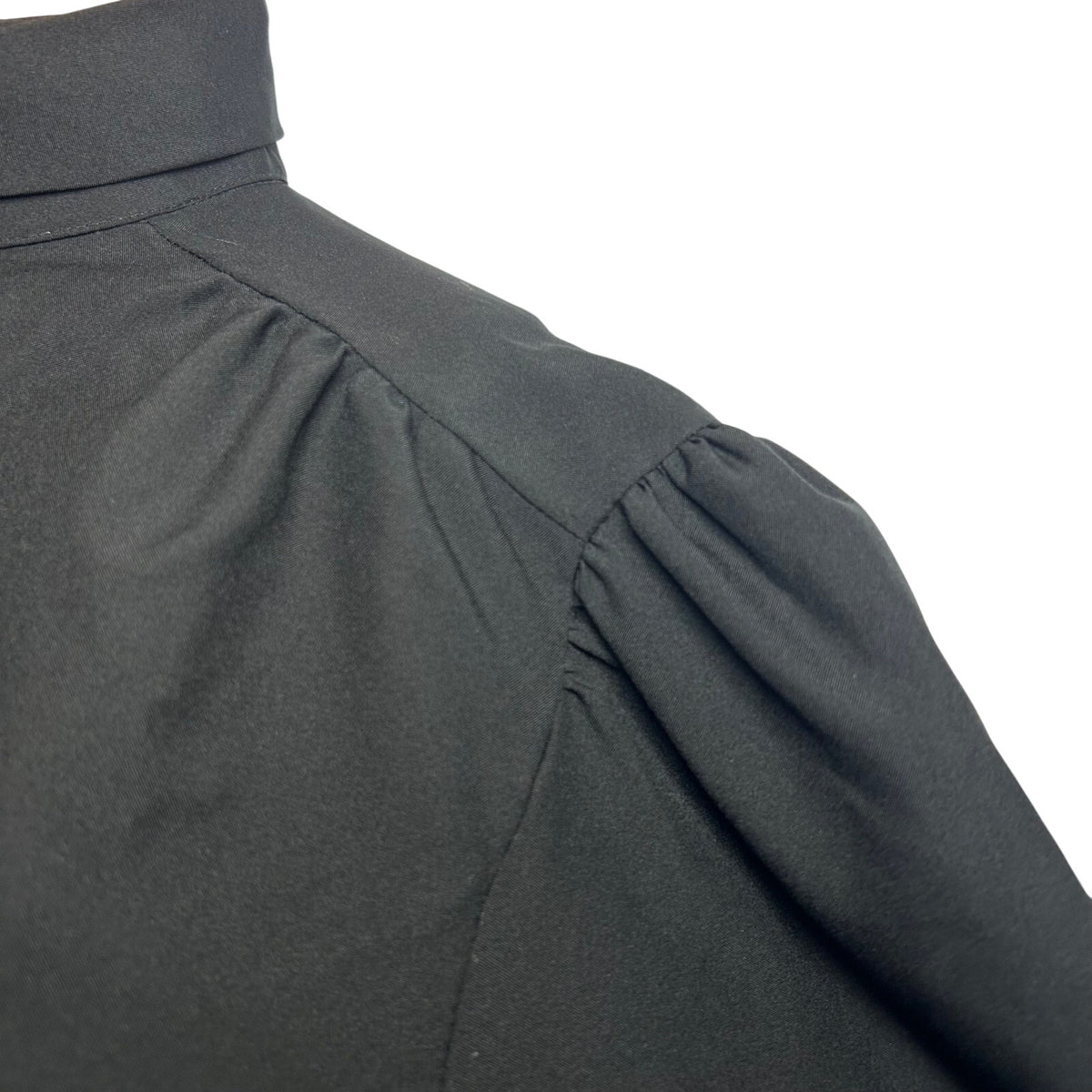 VTG 80s Laura Mae Black Mock Neck L Button Down Pleated Top Dark Academia
