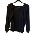 LOFT Black Sheer Swiss Dot Puff Sleeve Square Neck Top Size M Whimsygoth Blouse