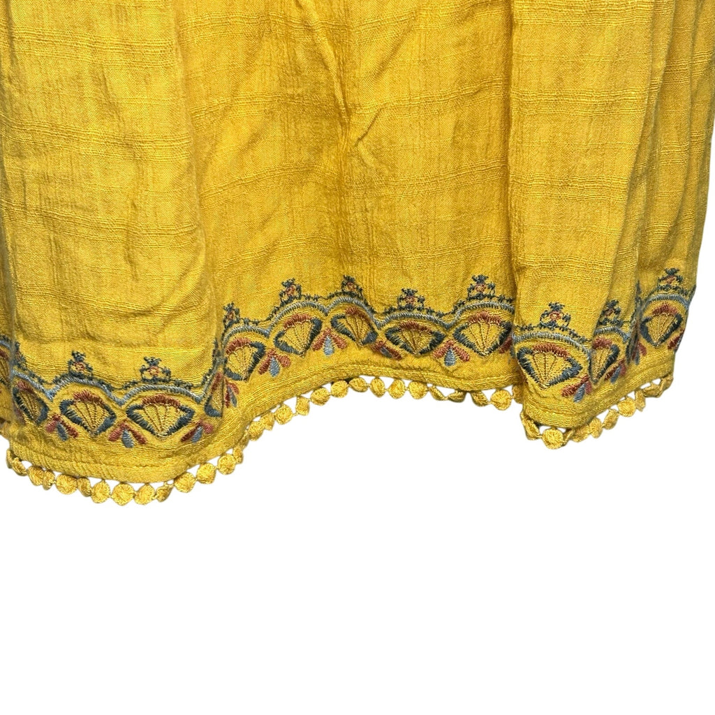 Knox Rose M Yellow Embroidered Tunic Top Boho Peasant Cottage Fairy Indie Casual