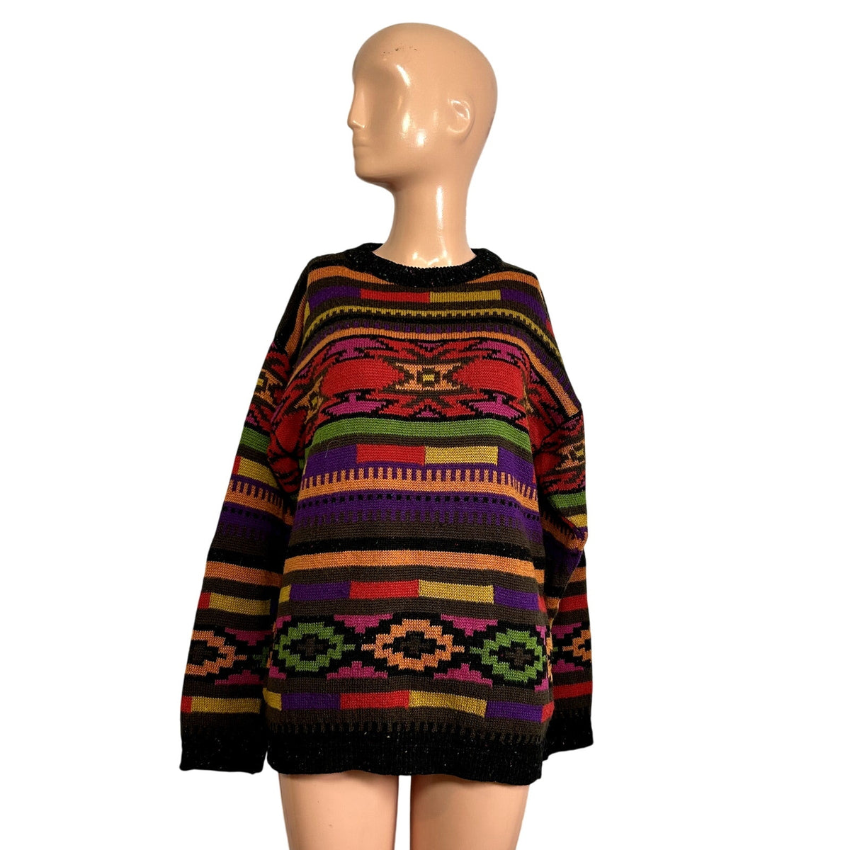 VTG 90s Hastings & Smith M Southwestern Aztec Cable Knit Crewneck Sweater