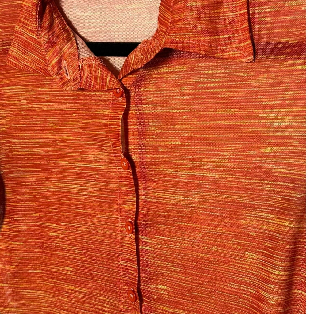 VTG Y2K Motel Rocks Orange Mesh Graphic Crop Top Fairy Grunge Goth Indie Small