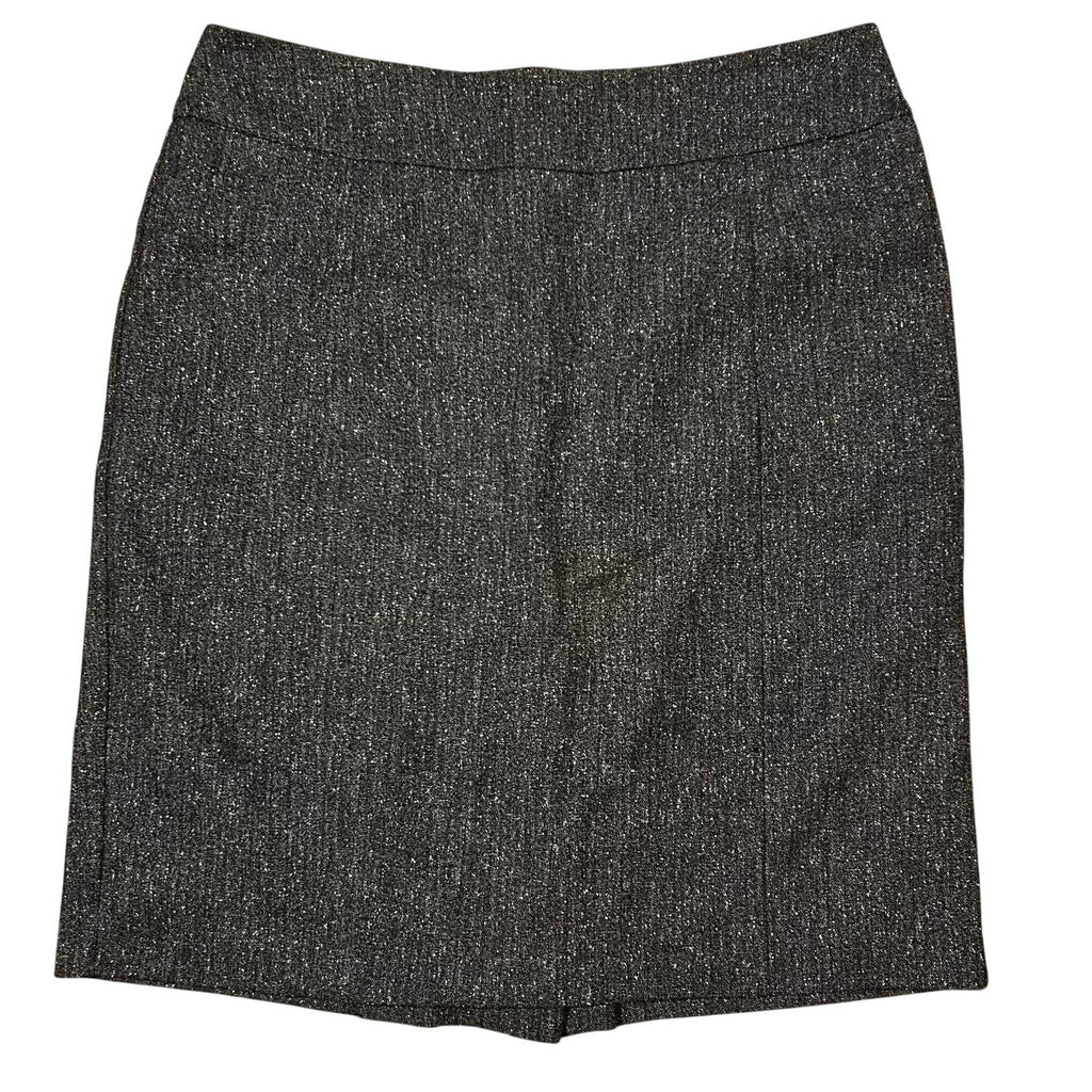 New York & Company Stretch Size 8 Charcoal Grey Pleated Slit Lined Pencil Skirt