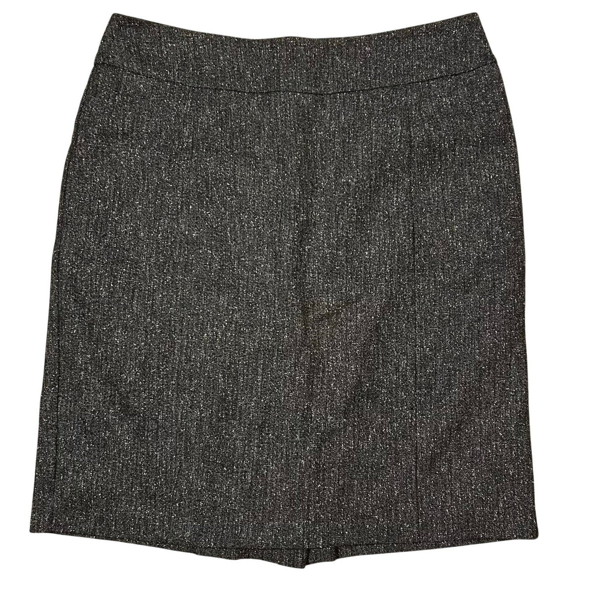 New York & Company Stretch Size 8 Charcoal Grey Pleated Slit Lined Pencil Skirt