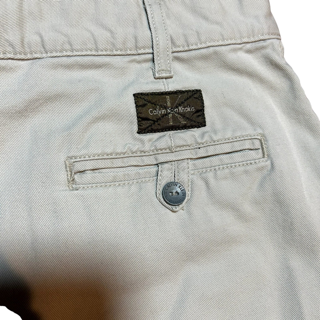 Calvin Klein Khakis VTG Made in USA 100% Cotton Flat Front Khaki Shorts Size 12