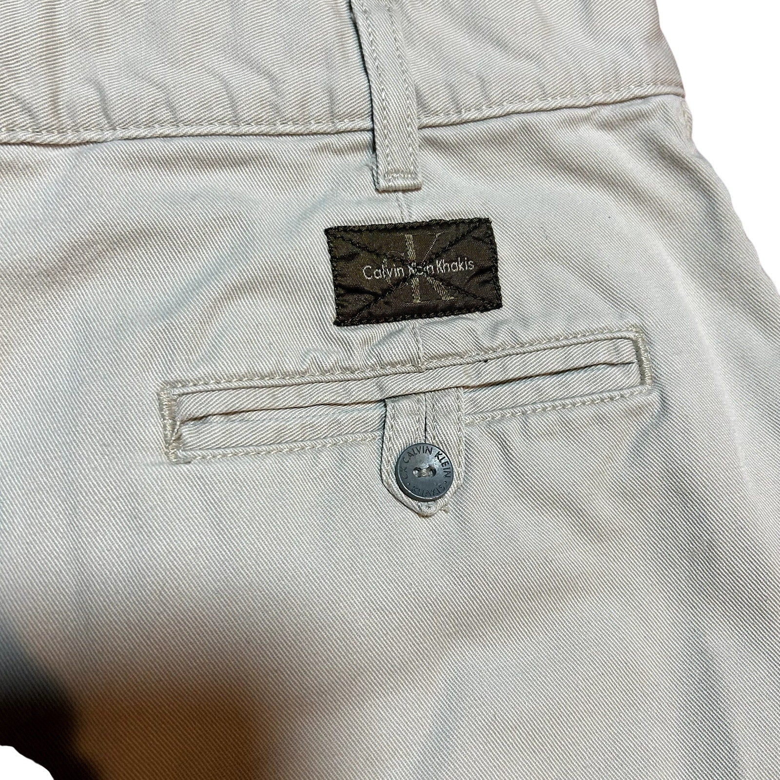 Calvin Klein Khakis VTG Made in USA 100% Cotton Flat Front Khaki Shorts Size 12