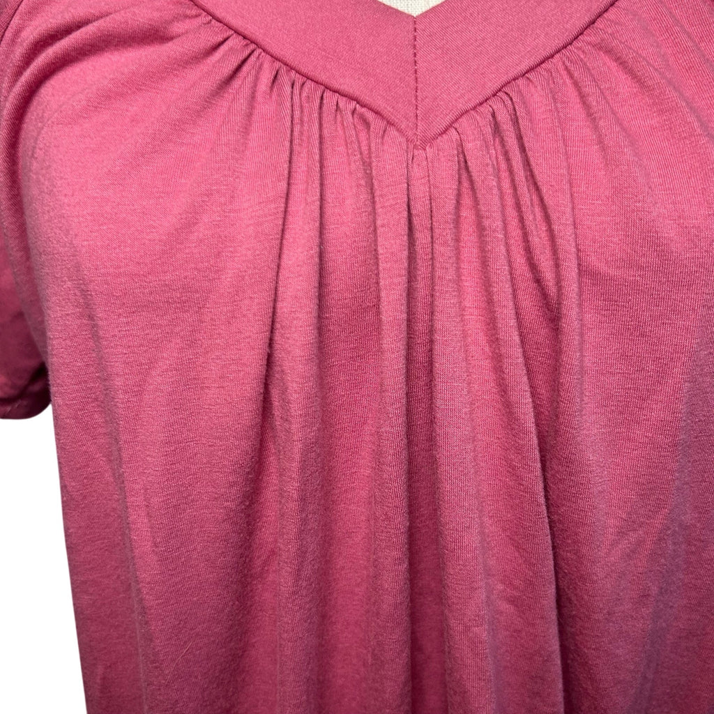 NWT Dokotoo Pink Slub Jersey Cinched V-Neck Top Small Casual Loungewear Boho