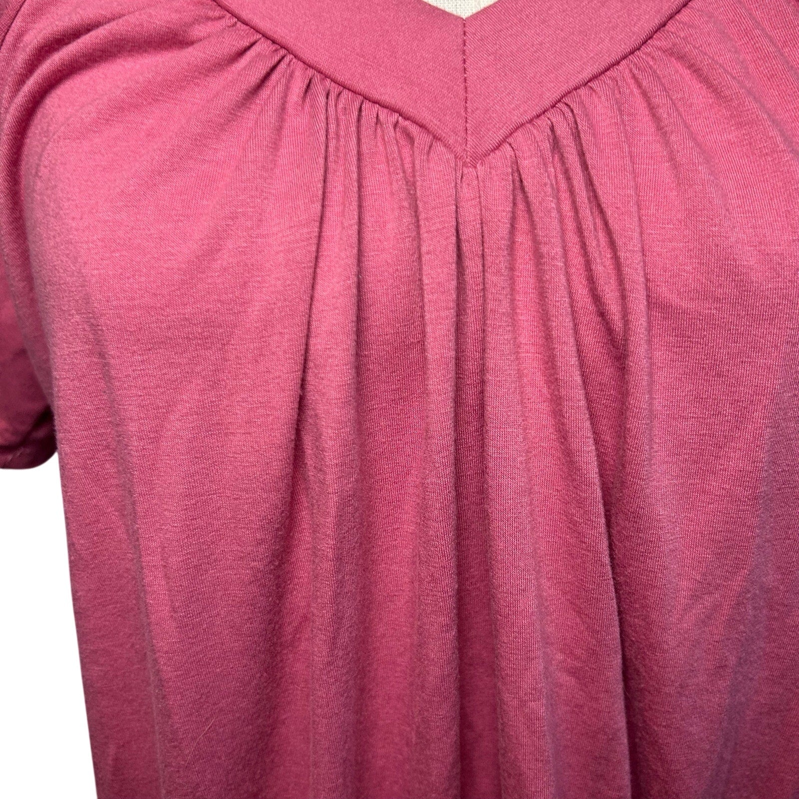 NWT Dokotoo Pink Slub Jersey Cinched V-Neck Top Small Casual Loungewear Boho