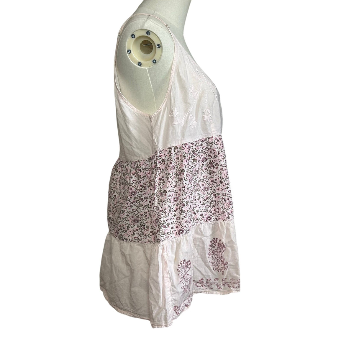 VTG Y2K Vanity Cami Tank Top XL Pink Boho Cottage Coquette Casual Retro Festival