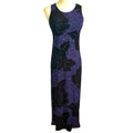 VTG 90s Black Purple Floral Metallic Maxi Dress M Goth Grunge Whimsigoth Y2K