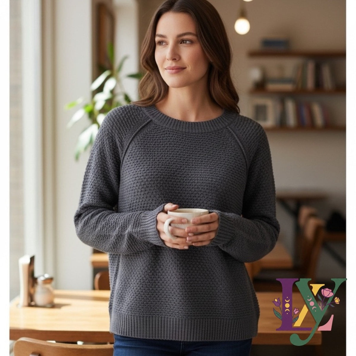 Gap Textured Honeycomb Knit Pullover Sweater Grey XL Raglan Long Sleeve Soft