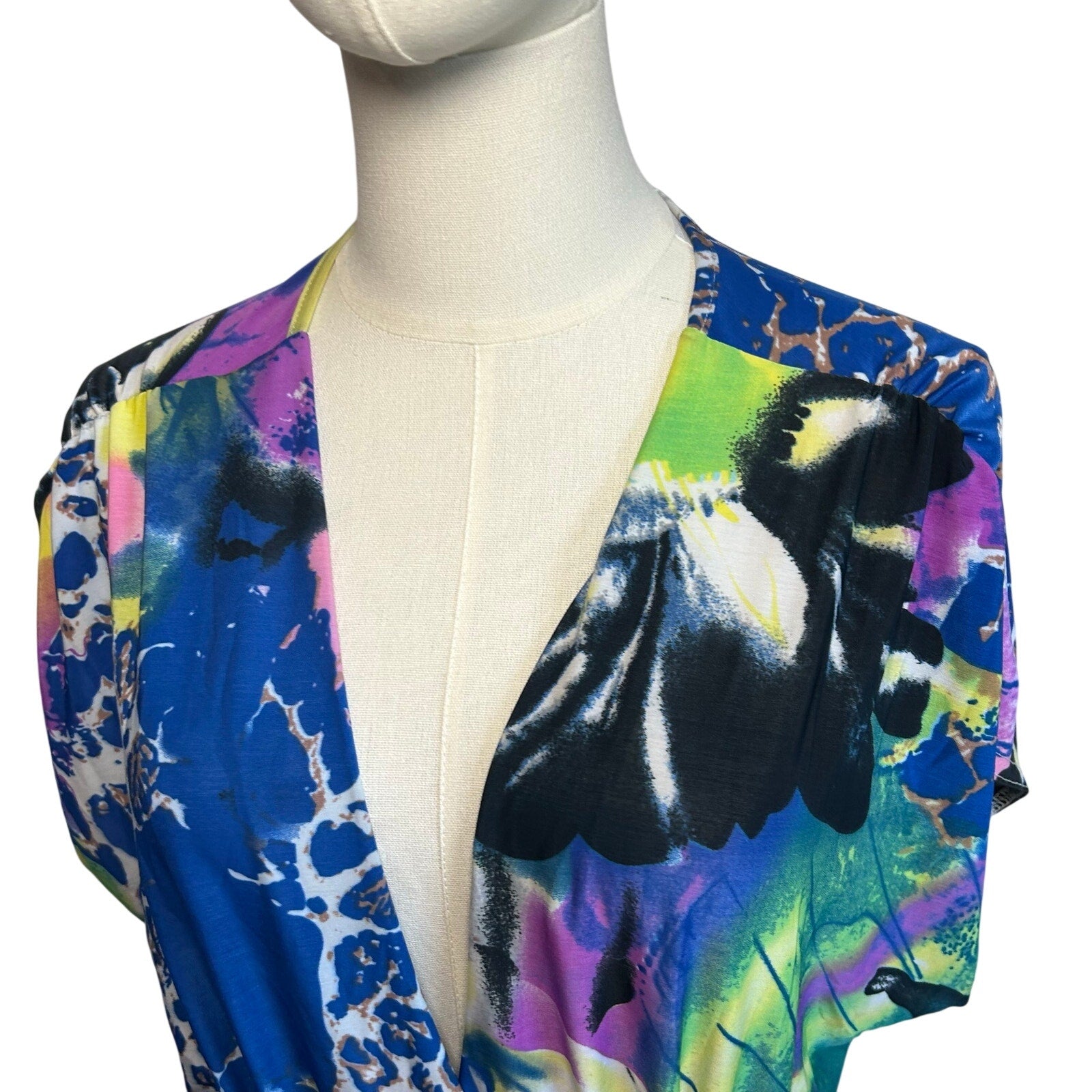 VTG Y2K Roommates Multicolored 4 Mini Dress Pockets Belt Retro Indie Twee Party