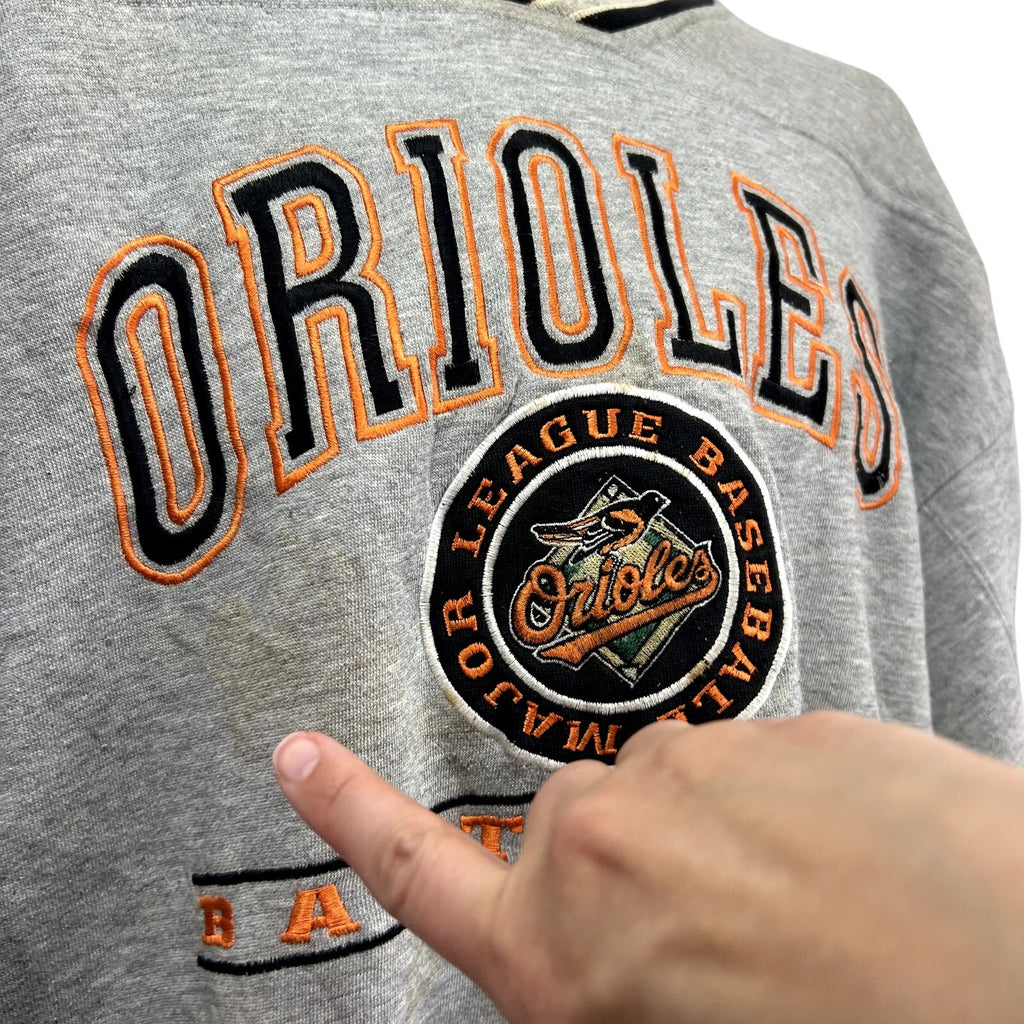 VTG 90s Lee Sport L Baltimore Orioles MLB V-Neck Pullover Sweater Baseball