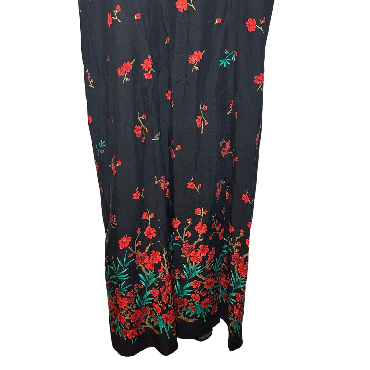 R&K Originals Rayon Black Red Floral Petite M Dress Grunge Retro Whimsigoth Boho