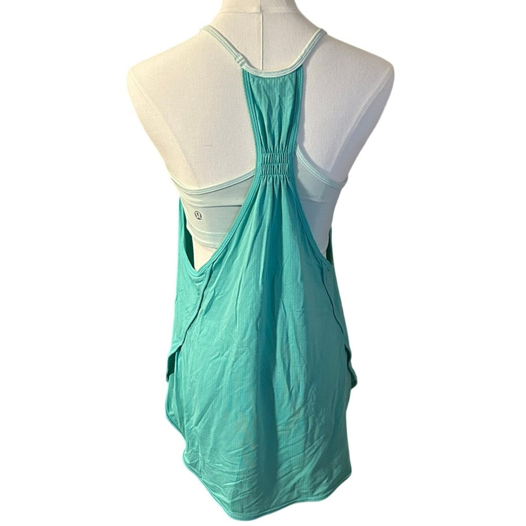 Lululemon No Limit Tank Teal Mint Green Size 4 Built In Bra 2-in-1 Clean Girl