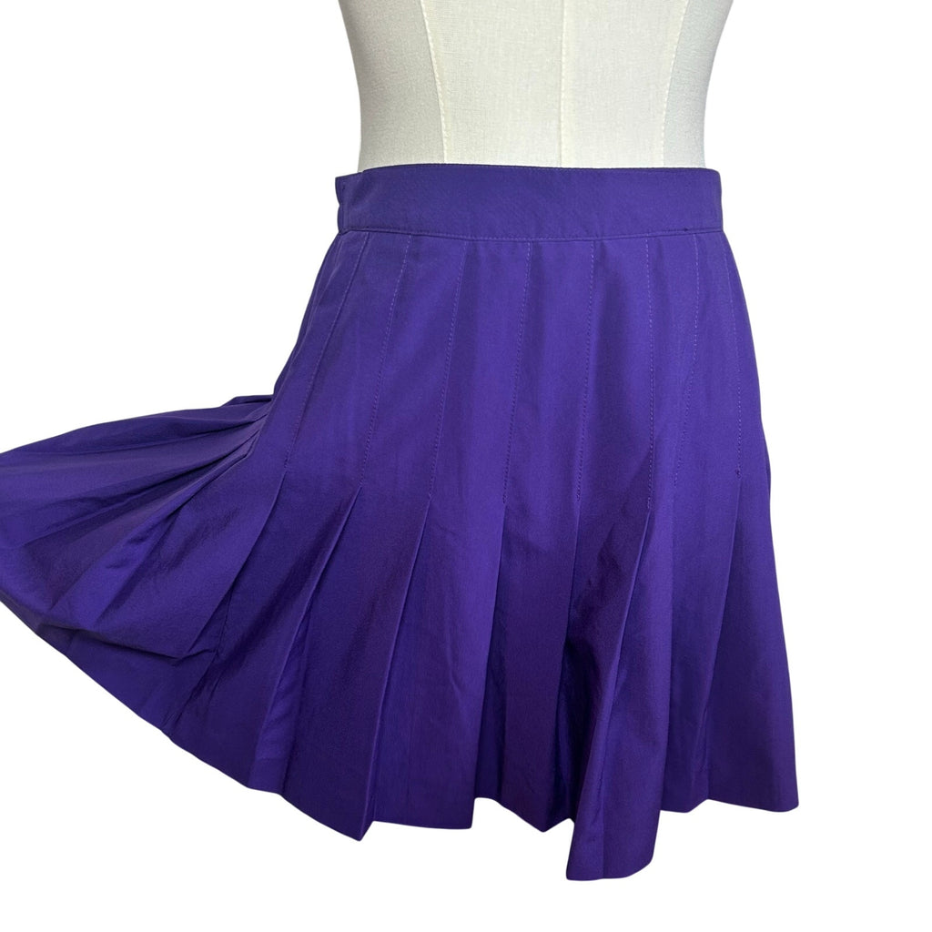 VTG 80s Lejay Purple Pleated Mini Skirt M Tennis Activewear Preppy Retro Casual