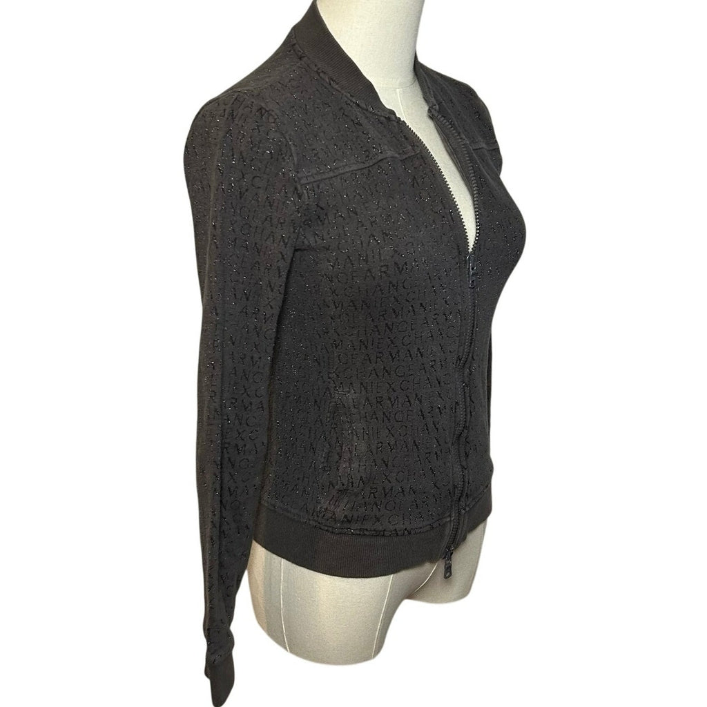 Armani Exchange Gray Zip Mock Neck Athletic Jacket Small Minimalist Gorpcore