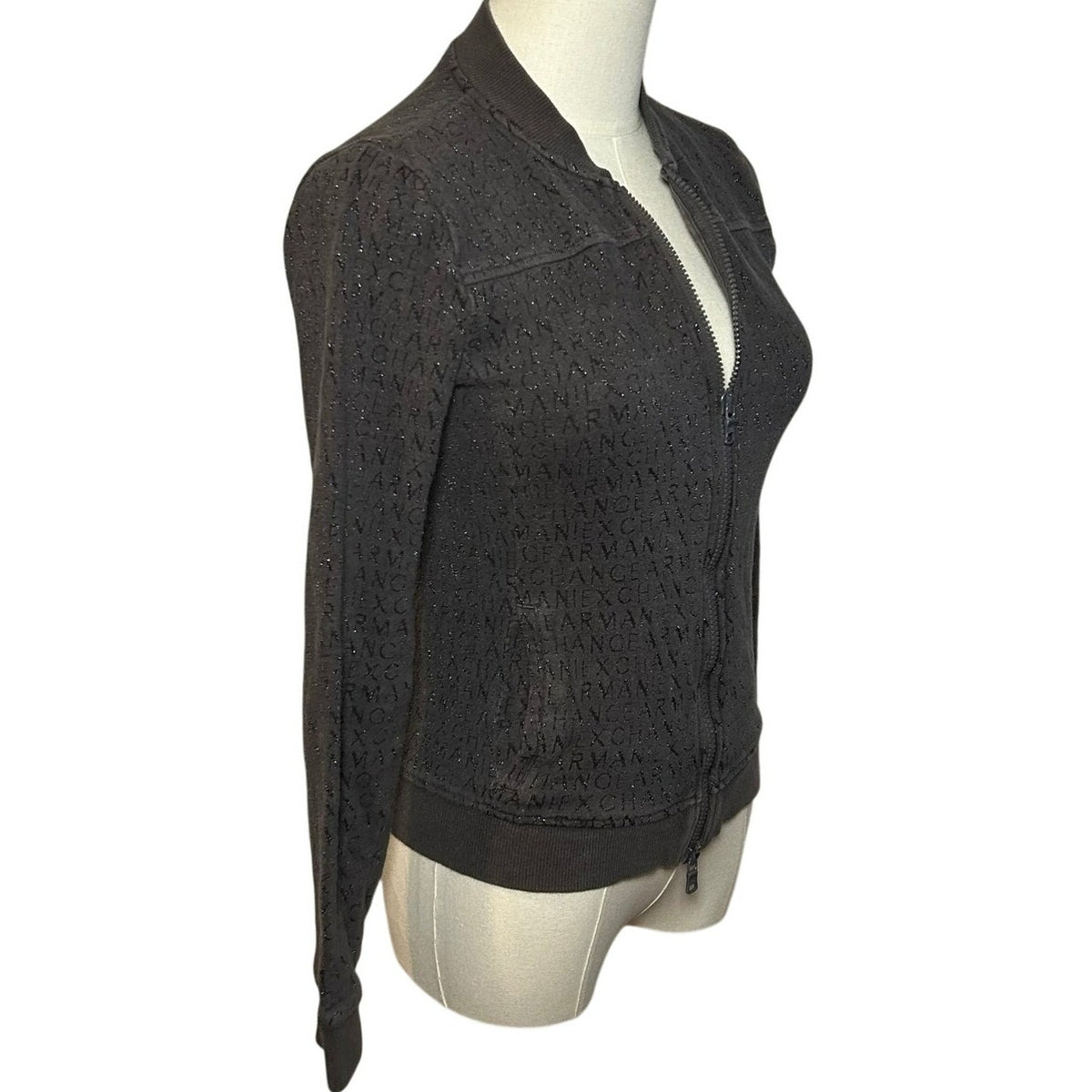 Armani Exchange Gray Zip Mock Neck Athletic Jacket Small Minimalist Gorpcore
