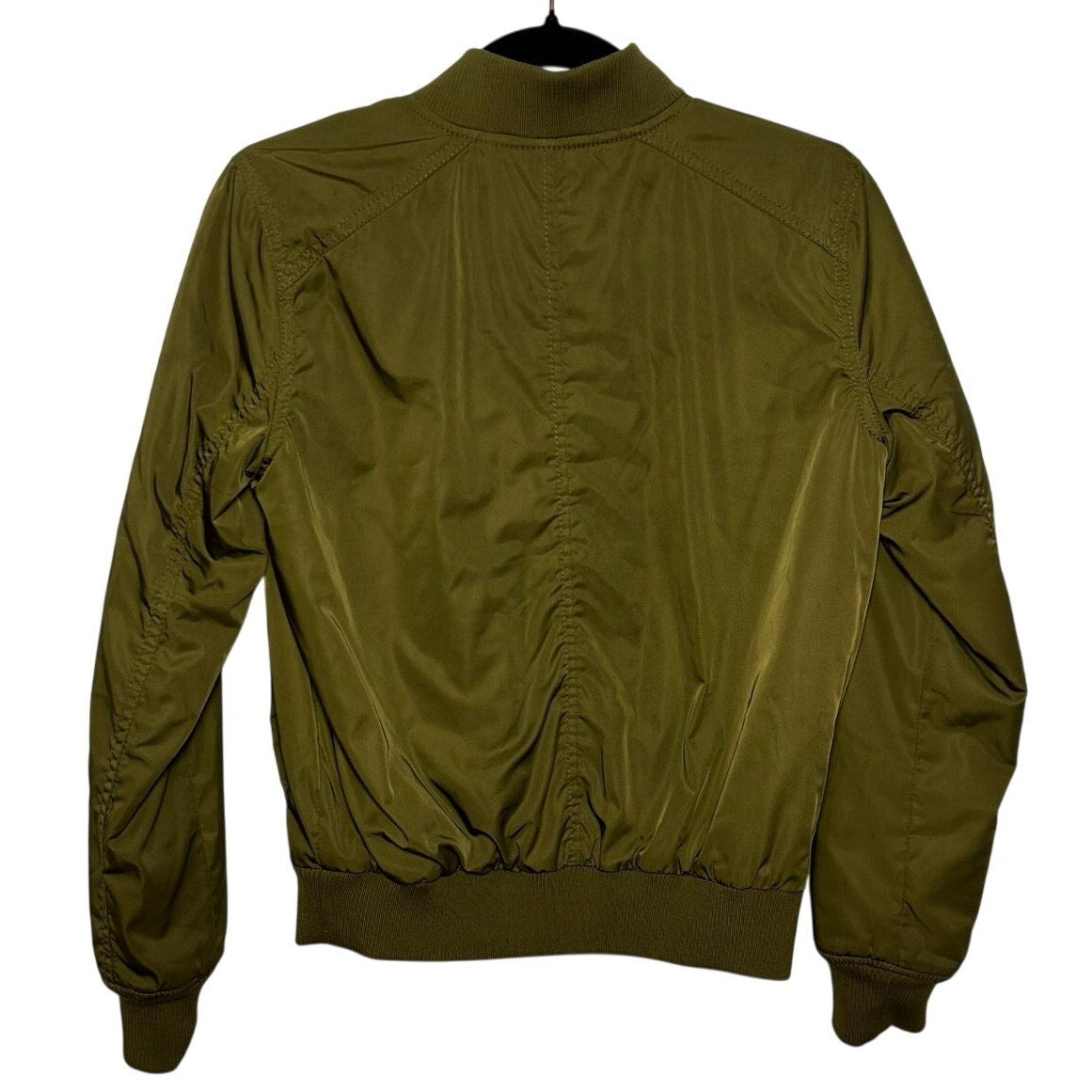 Old Navy Green Satin XS Bomber Jacket Retro Casual Streetwear Flight Coat Zip Up