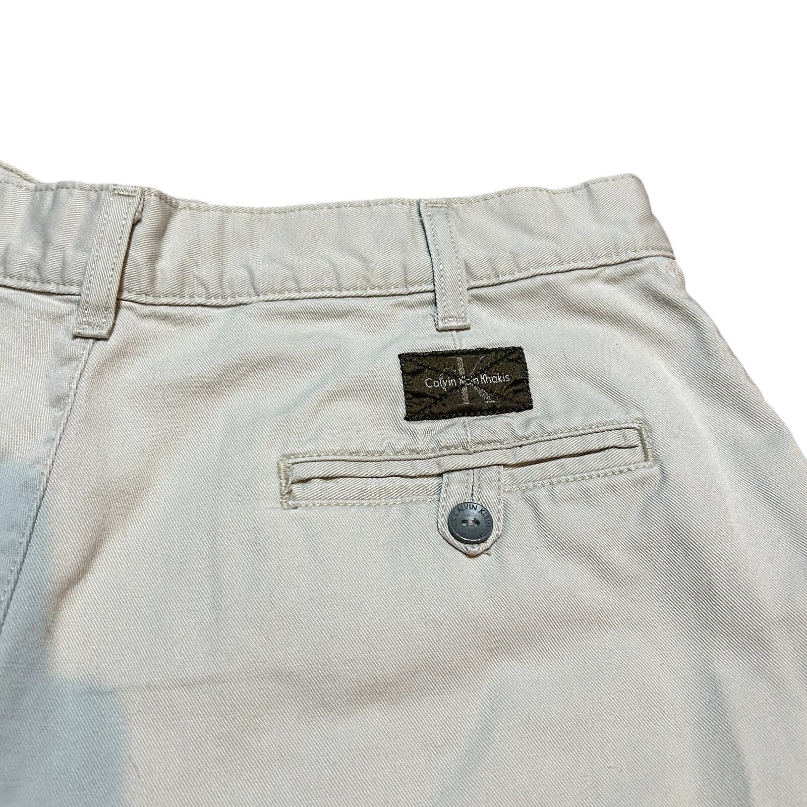 Calvin Klein Khakis VTG Made in USA 100% Cotton Flat Front Khaki Shorts Size 12