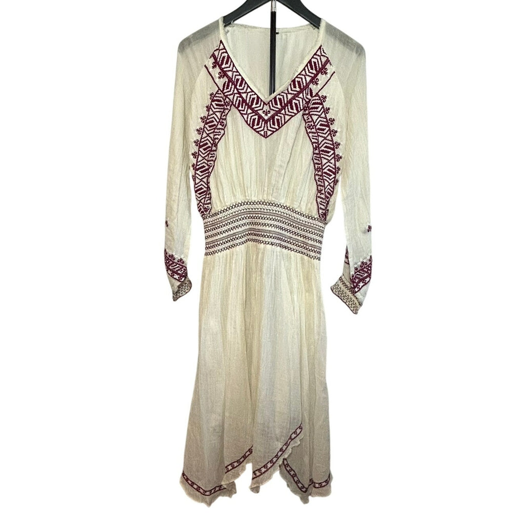 Free People FP One White Purple Embroidered Fleur Du Jour Midi Dress Size S