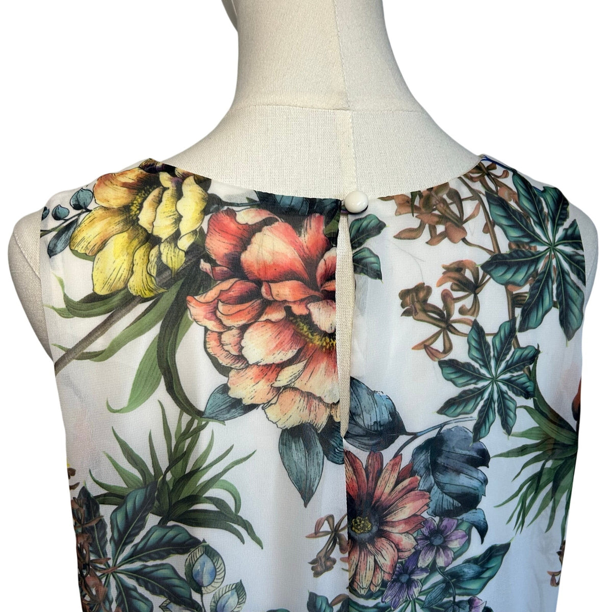 Emma & Michele Multicolor Floral Chiffon Pleated PL Mini Dress Keyhole Coquette
