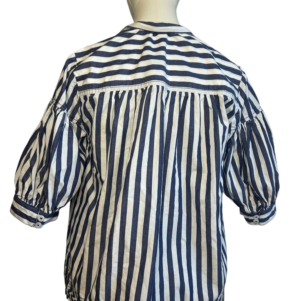 Anthropologie Blue White Striped Dolman Sleeve Top XS Cotton Casual Chic Boho