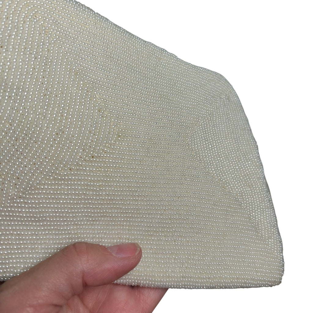 VTG 50s White Beaded Evening Clutch Handbag Retro Glam Unfinished Floral Twee