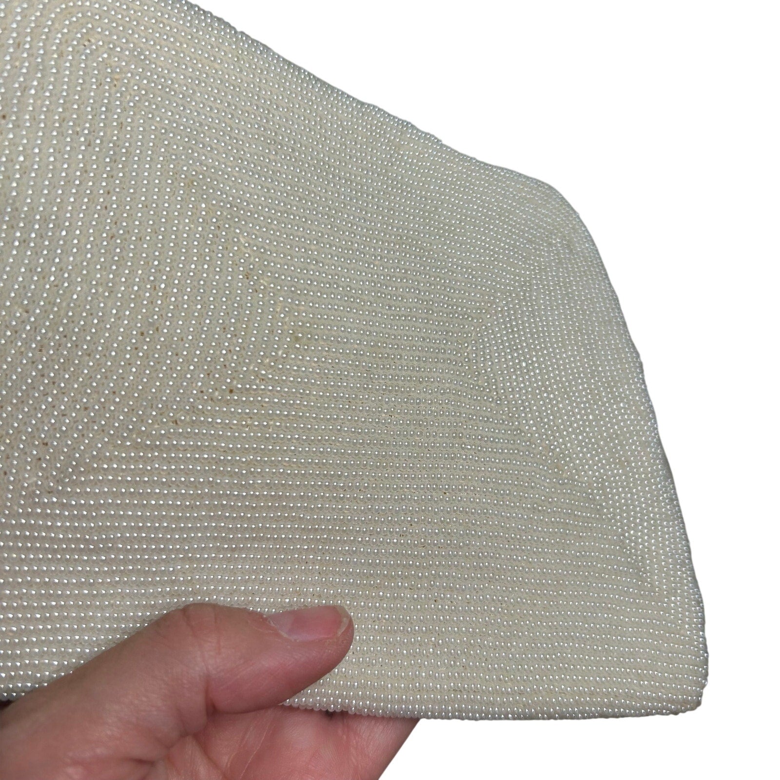 VTG 50s White Beaded Evening Clutch Handbag Retro Glam Unfinished Floral Twee