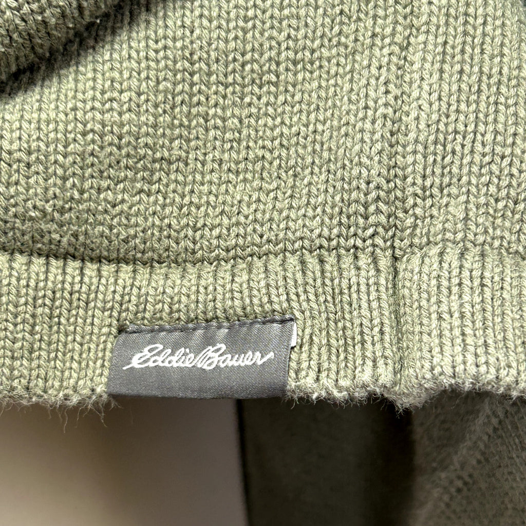 Eddie Bauer 2XL Green Dolman Sleeve Cotton Gauge Sweater Casual Basic Monochrome