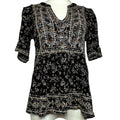 Knox Rose Black Embroidered Boho Floral Tunic Top S Boho Goth Whimsigoth Casual